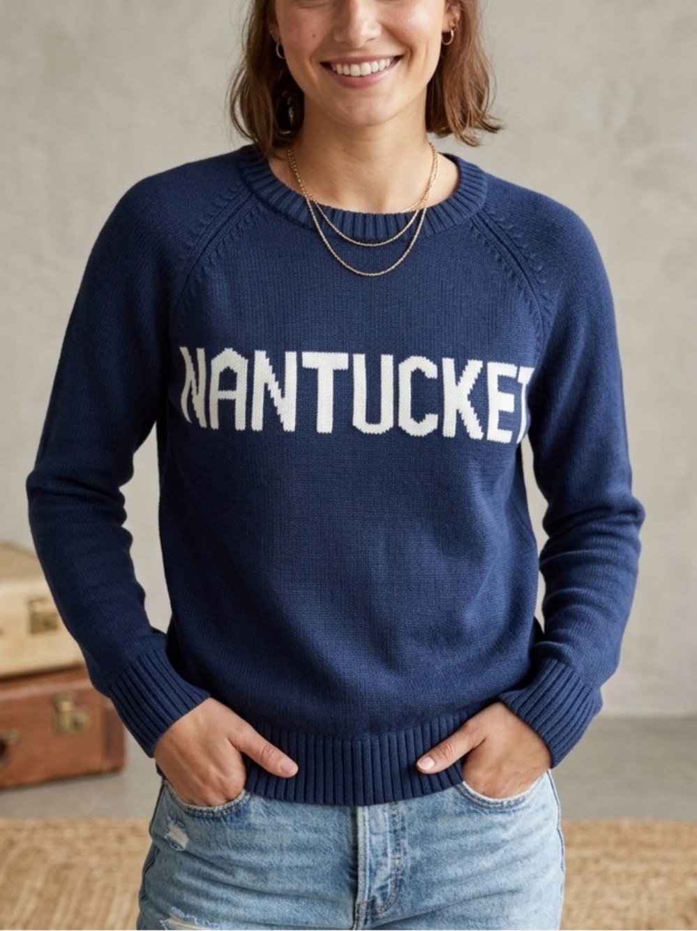 Ellsworth + Ivey Navy Nantucket Crewneck Sweater